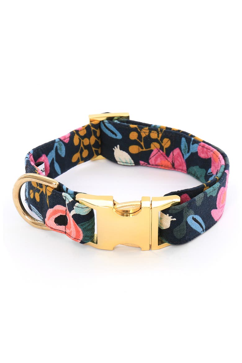 Rosa Floral Dog Collar, Main, color, NAVY FLORAL