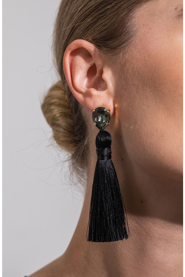 Francine Silk Tassel Drop Earrings, Alternate, color, BLACK DIAMOND