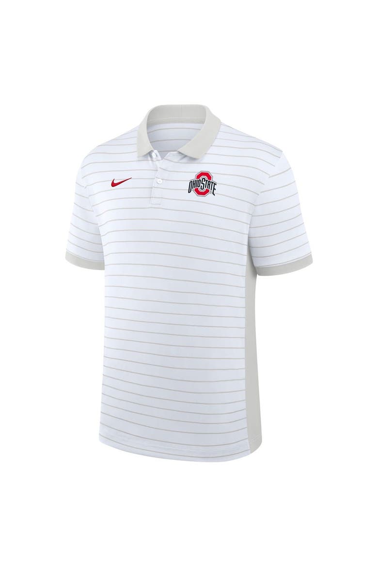 Men's Nike White Ohio State Buckeyes 2025 Early Season Coaches Sideline Victory Stripe Performance Polo, Alternate, color, White
