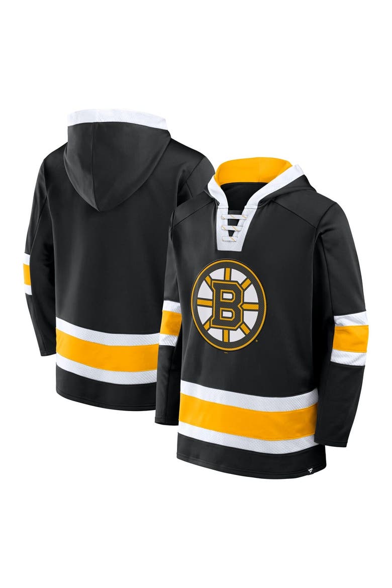 Men's Fanatics  Black Boston Bruins Inside Line Fleece Pullover Hoodie, Main, color, Black