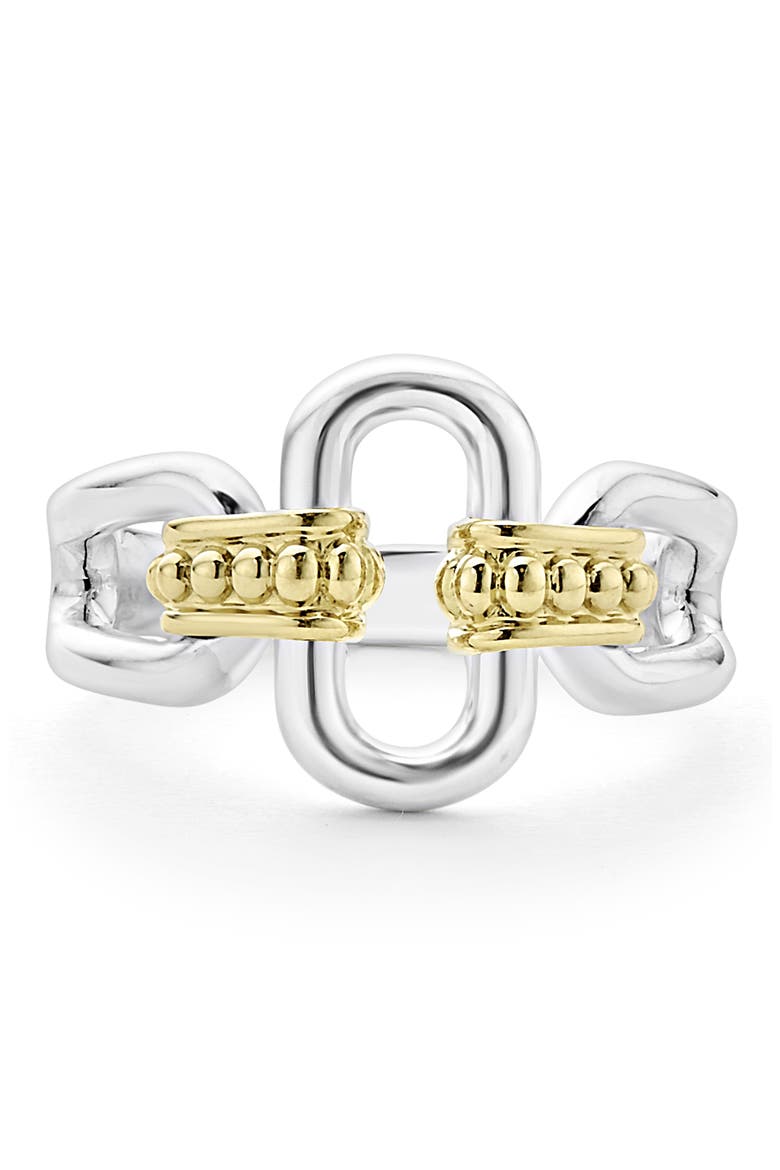Signature Caviar Oval Link Ring, Alternate, color, SILVER GOLD