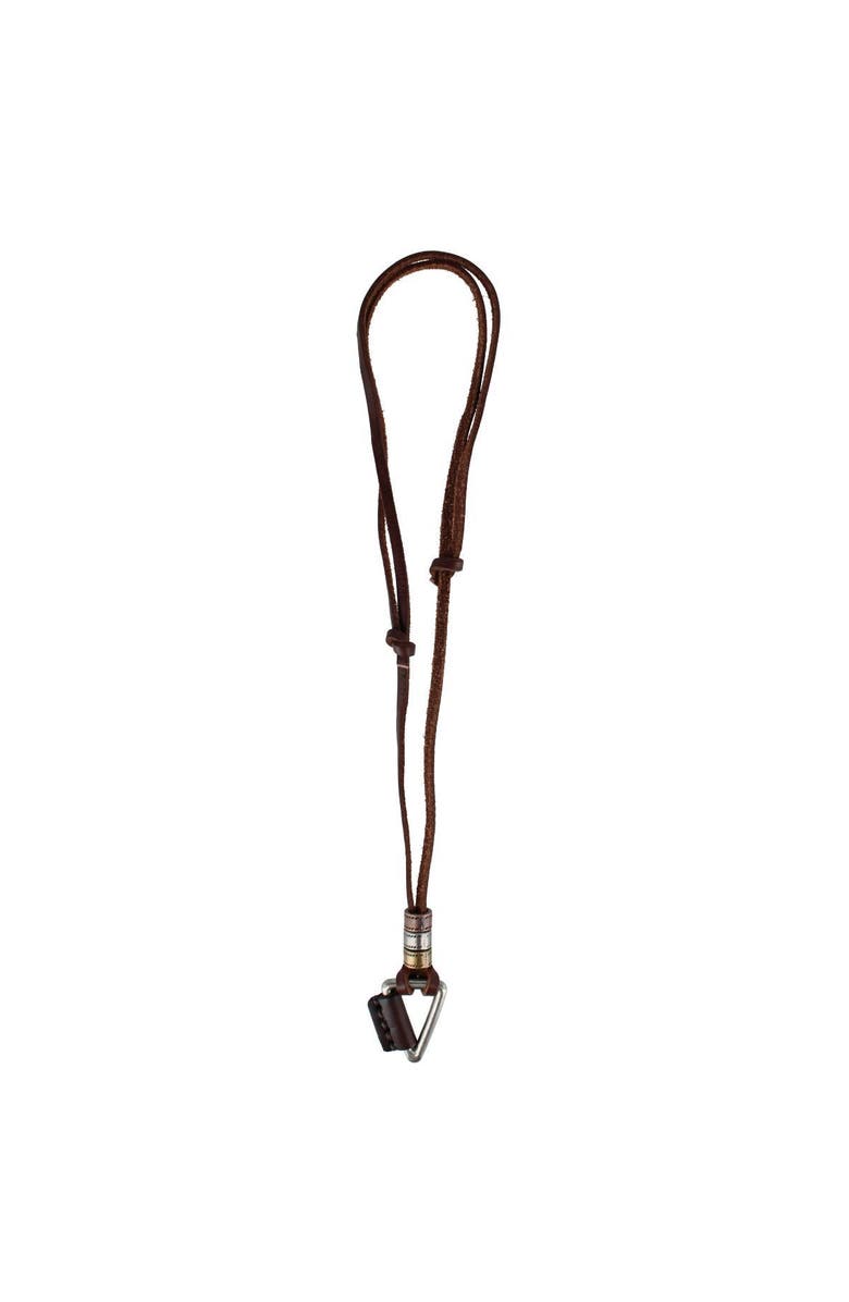 Trafalgar Gable Triangle and Beaded Leather Adustable Necklace, Main, color, Brown