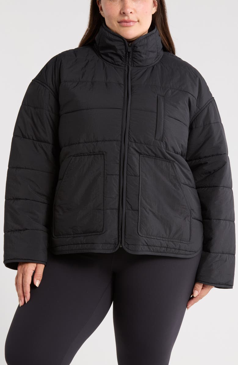 Zella Quilted Packable Jacket, Alternate, color, Black