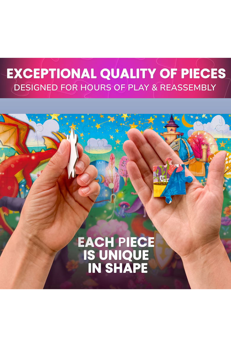 4-Pack 60-Piece Glow-in-the-Dark Kids Jigsaw Puzzles - Fantasy Themes, Alternate, color, 4x60Girls