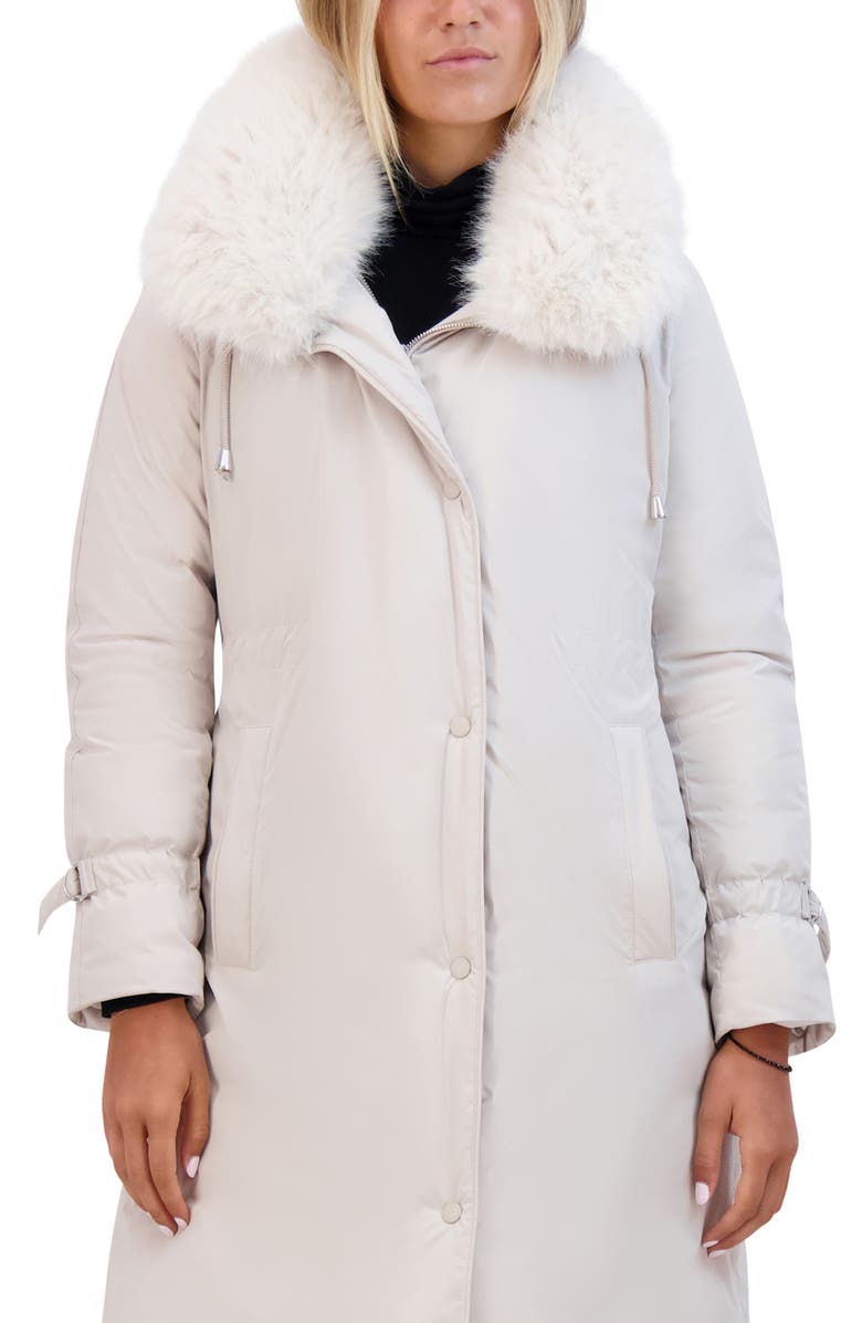 Kenneth Cole New York Hooded Jacket with Faux Fur Trim, Alternate, color, Stone