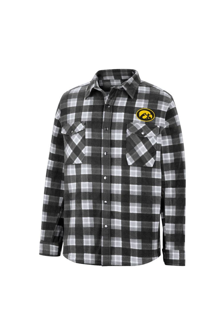 Men's Colosseum Black/White Iowa Hawkeyes Ellis Plaid Full-Snap Shirt Jacket, Alternate, color, Black
