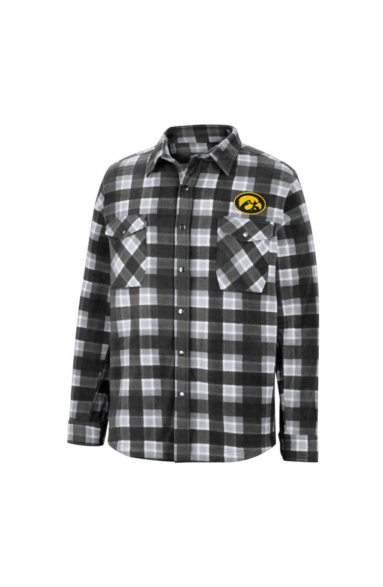 COLOSSEUM Men's Colosseum Black/White Iowa Hawkeyes Ellis Plaid Full-Snap Shirt Jacket, Alternate, color, 