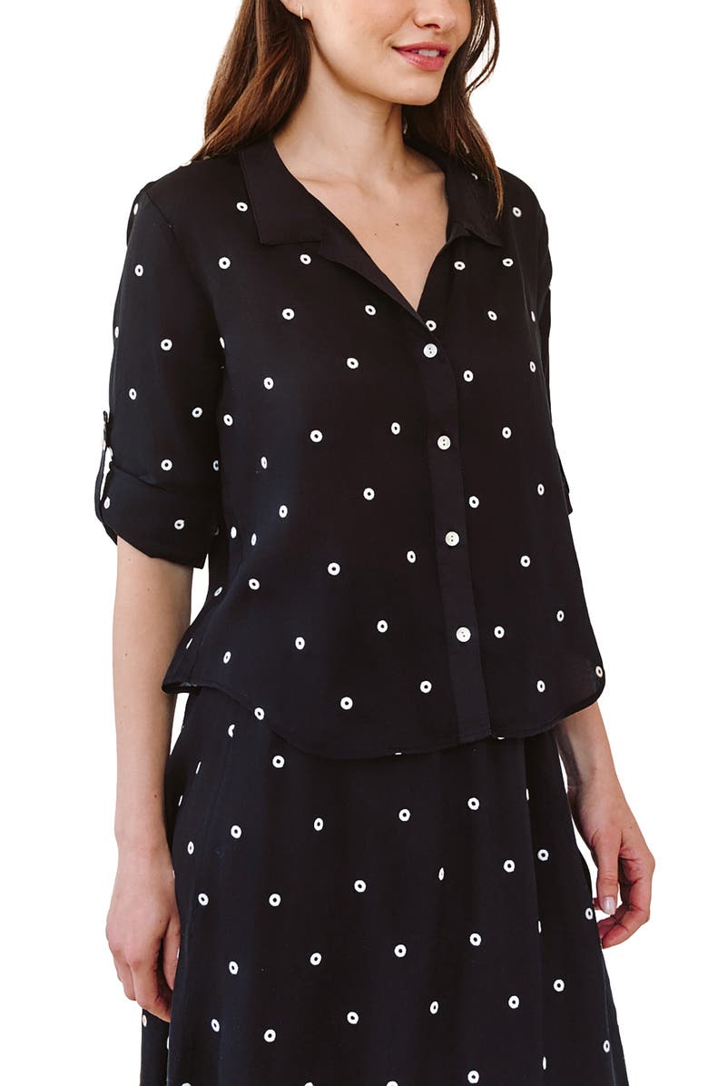 Bella Dahl Dot Button-Up Camp Shirt, Alternate, color, Cabana Dot