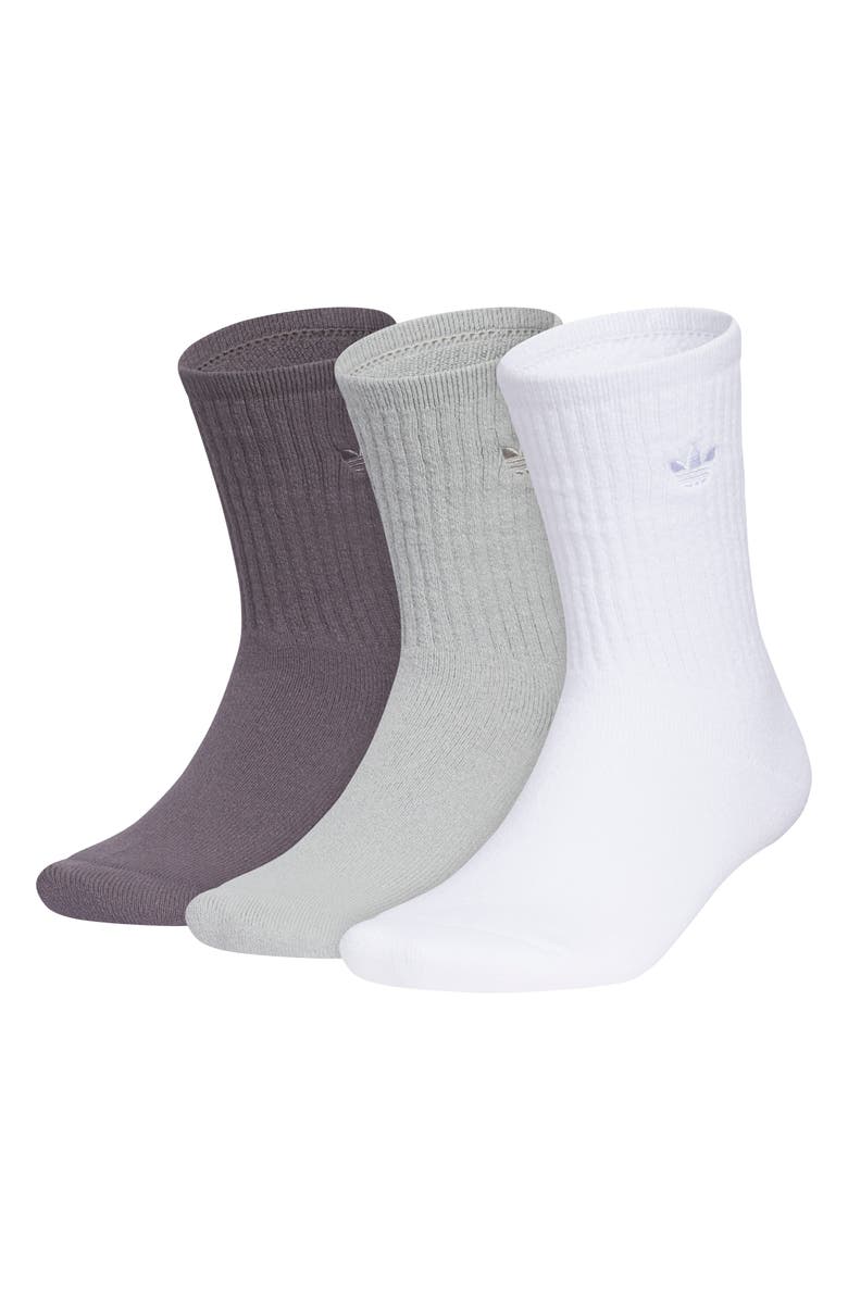 adidas Gender Inclusive Assorted 3-Pack Originals Comfort Crew Socks, Main, color, Grey Strata