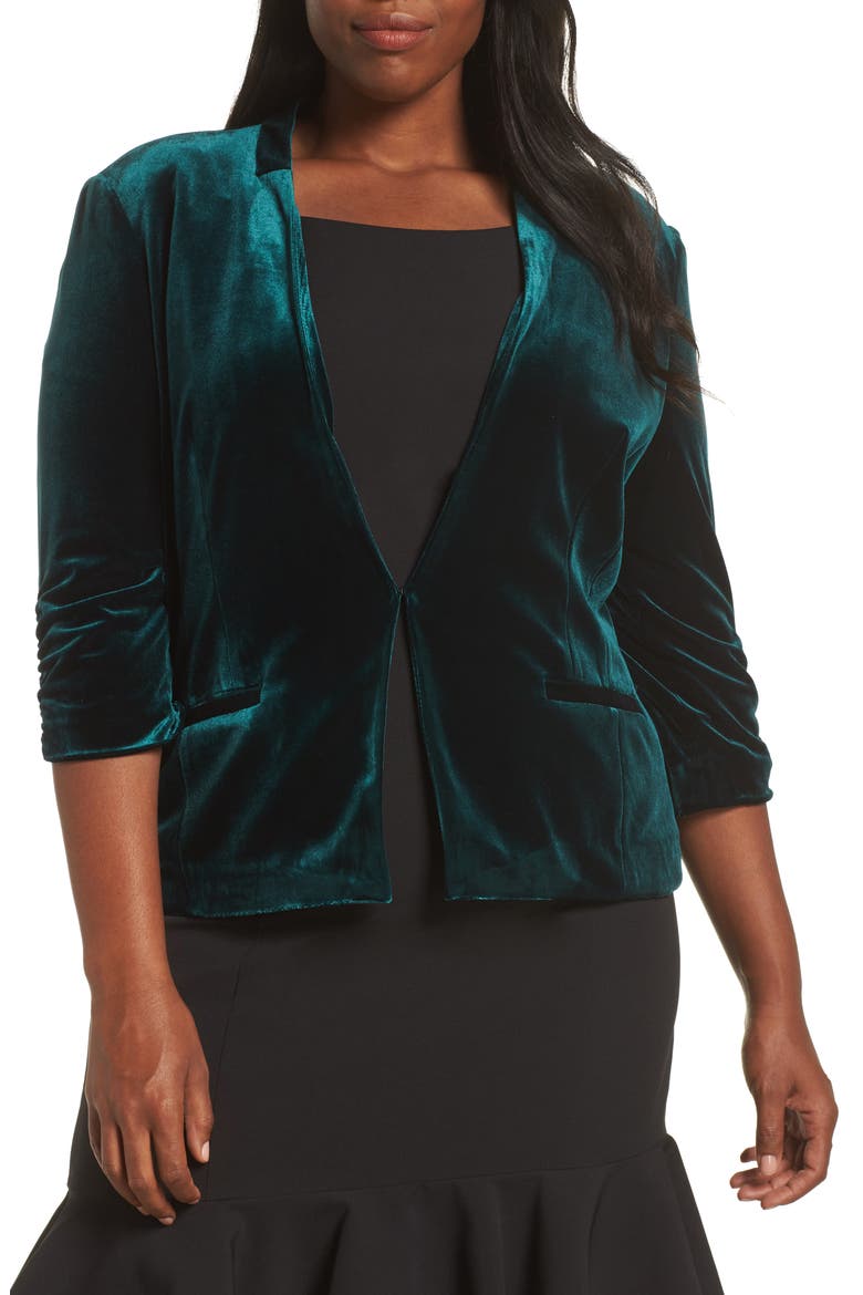Velvet Blazer, Alternate, color, HUNTER