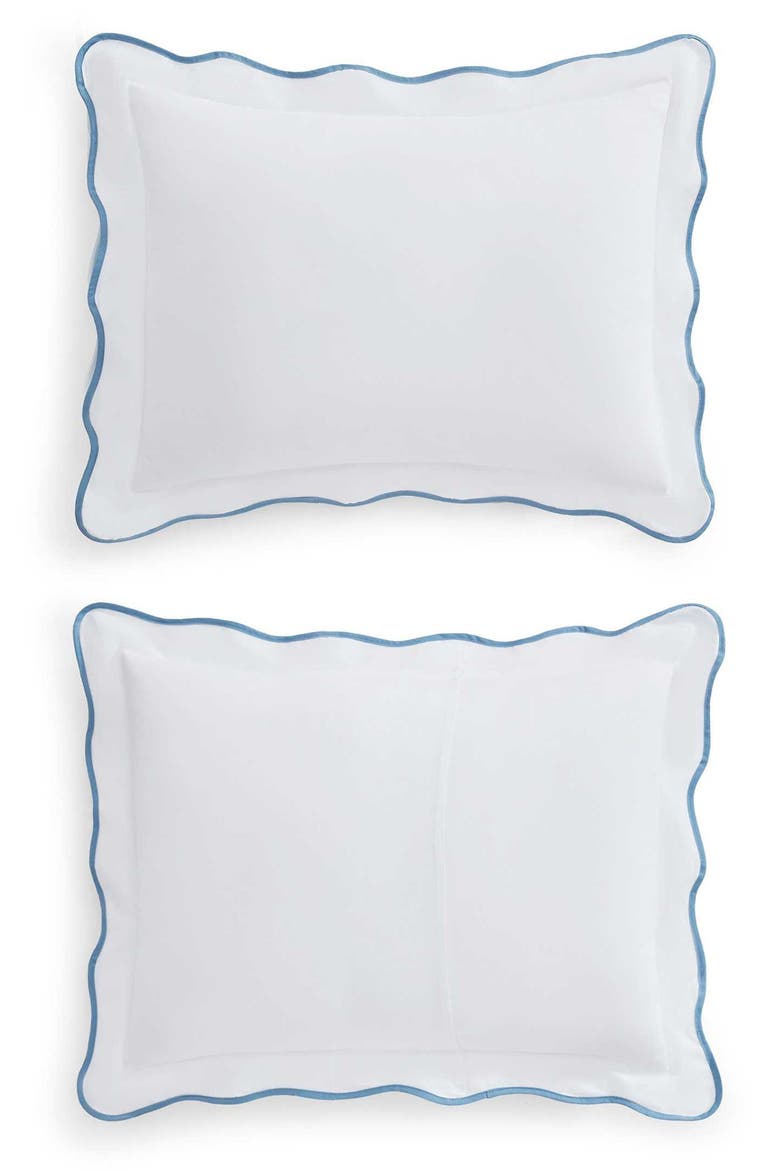 Simple Scallop Cotton Percale Comforter Set, Alternate, color, WHITE/ MOUNTAIN RANGE