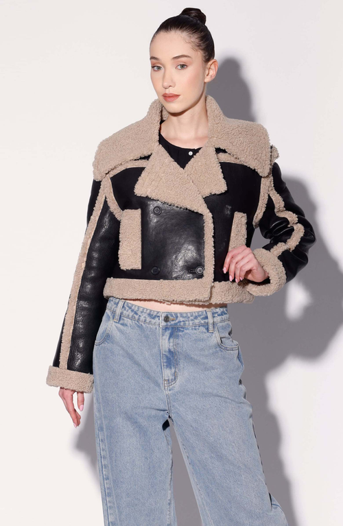 Walter Baker Helena Shearling Jacket In Multi