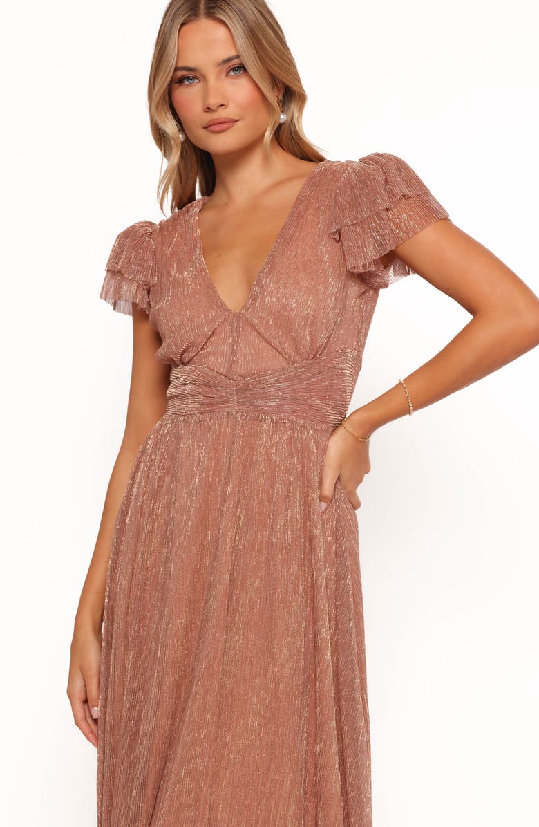 Petal & Pup Cressida Metallic Puff Sleeve Maxi Dress, Alternate, color,