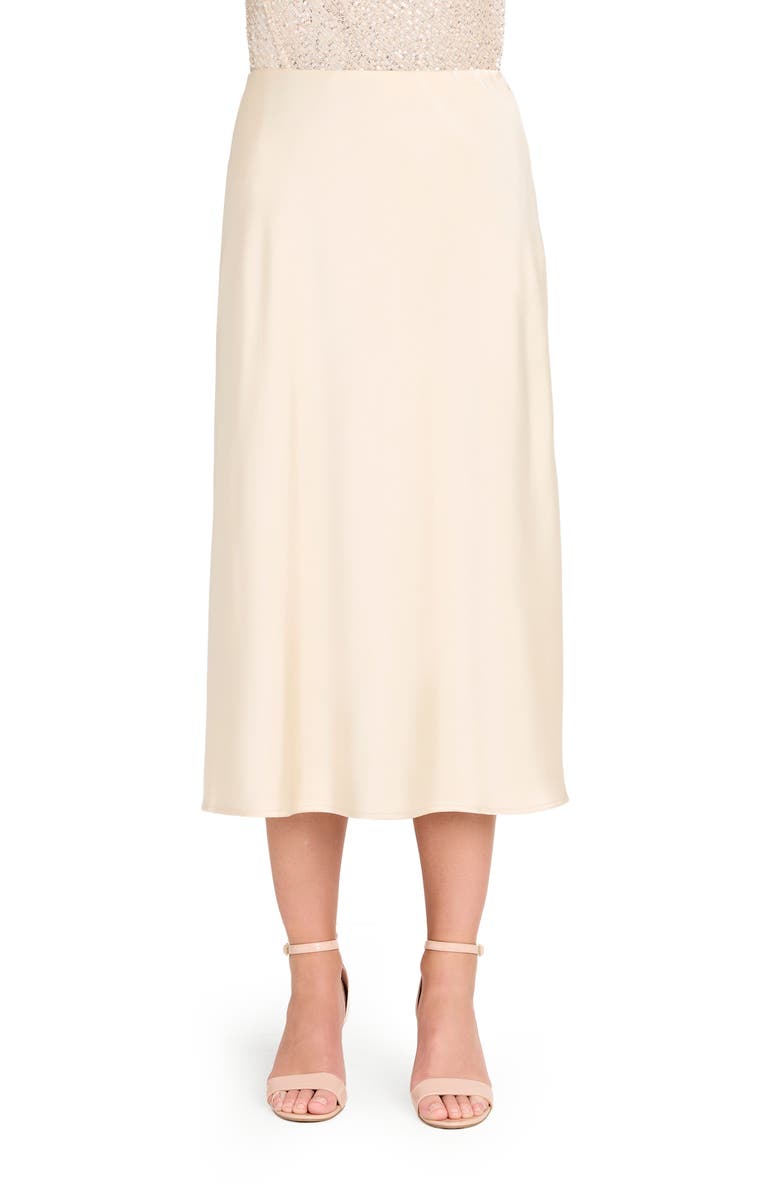 Tahari ASL Satin Maxi Skirt, Main, color, Champagne