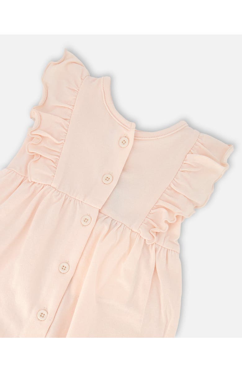 Deux par Deux Organic Cotton Jersey Romper with Frills, Alternate, color, Peach