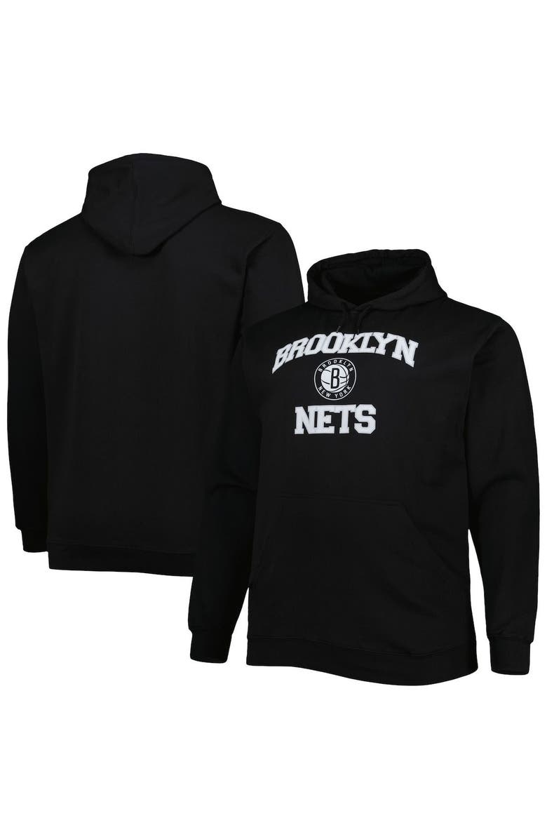 PROFILE Men's Black Brooklyn Nets Big & Tall Heart & Soul Pullover Hoodie, Main, color, Black