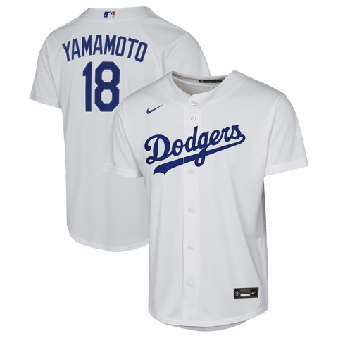 Youth Nike Yoshinobu Yamamoto White Los Angeles Dodgers Home Baseline Jersey