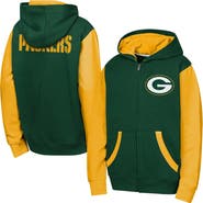 Outerstuff Youth Outerstuff Green Green Bay Packers Stadium Colorblock Full-Zip Hoodie