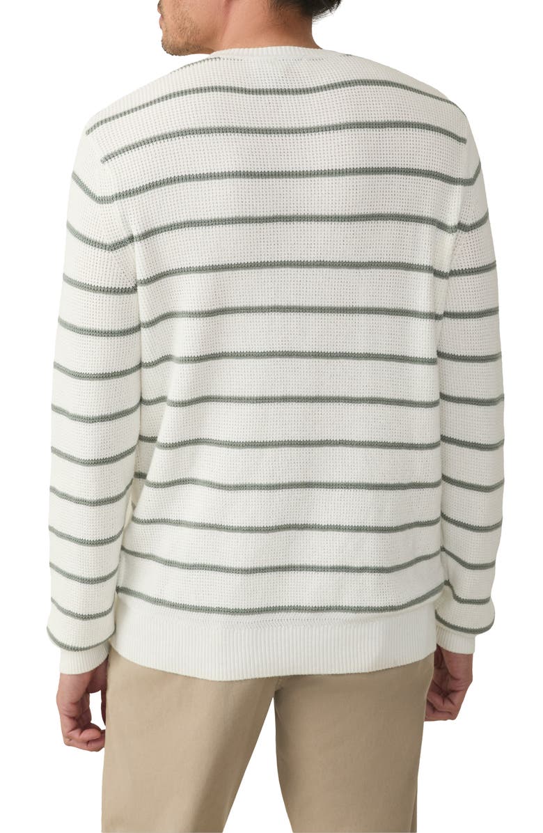 Faherty Sunwashed Stripe Organic Cotton Sweater, Alternate, color, White Sage Stripe