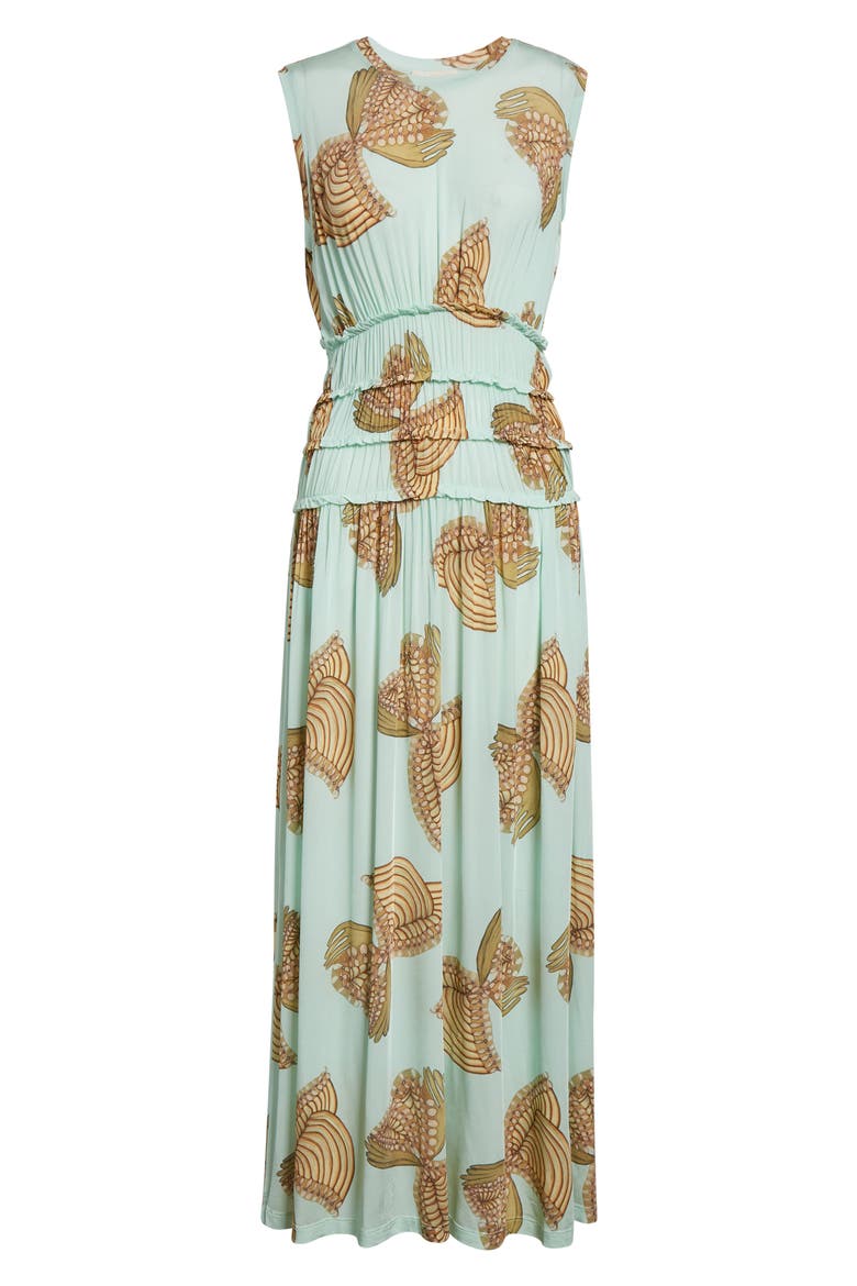 Kamaria Botanical Pleated Midi Dress, Alternate, color, WATER BLOSSOMS