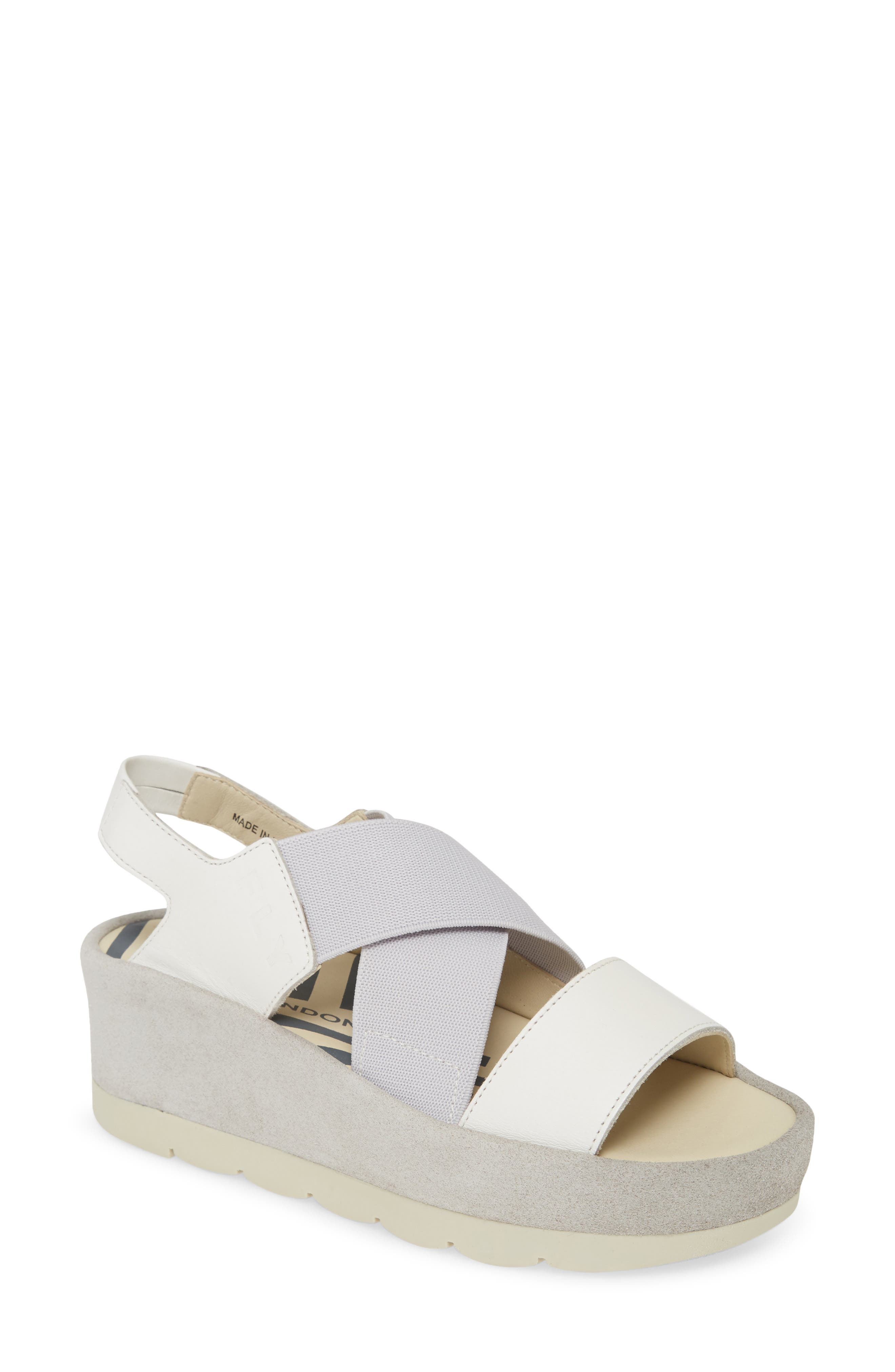 Bime Wedge Sandal, Main, color, OFF WHITE RUG LEATHER/ SUEDE