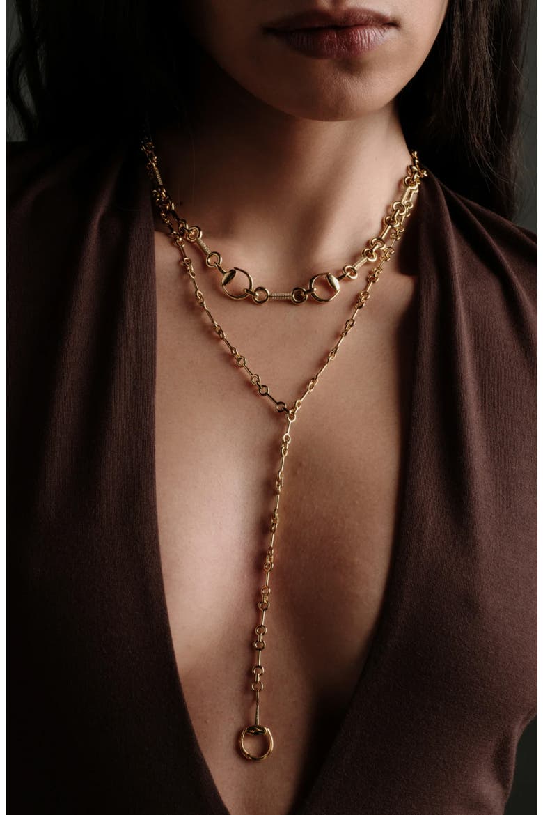 Horsebit Lariat Necklace, Alternate, color, 14K GOLD VERMEIL