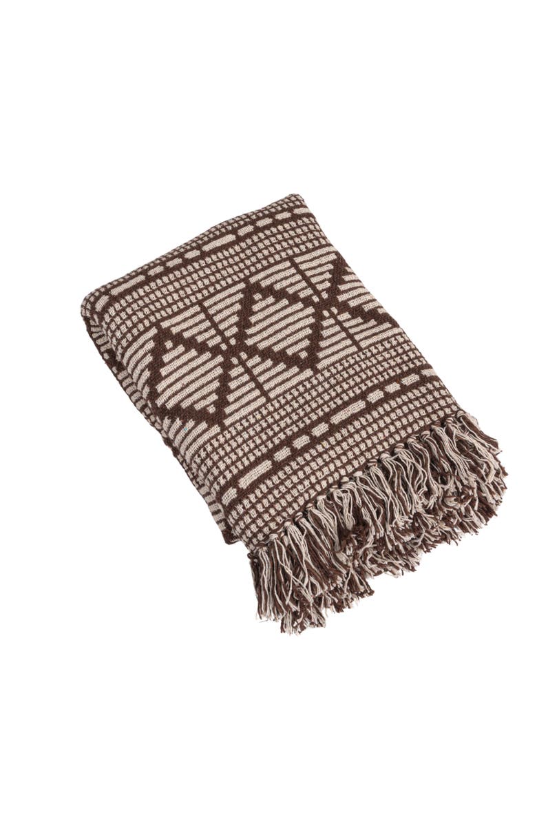 Storied Home Throw Blanket, Main, color, Brown