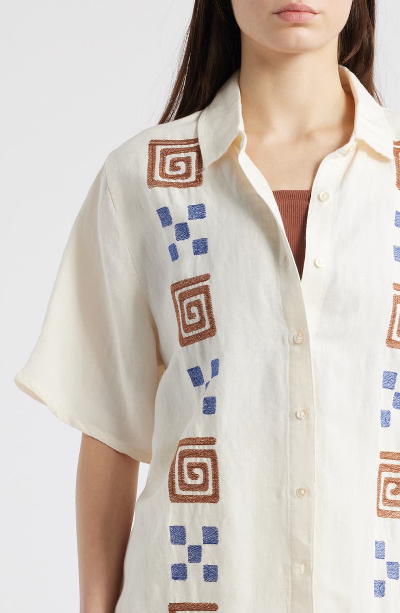 Rip Curl San Carlos Embroidered Short Sleeve Button-Up Shirt, Alternate, color, Lily