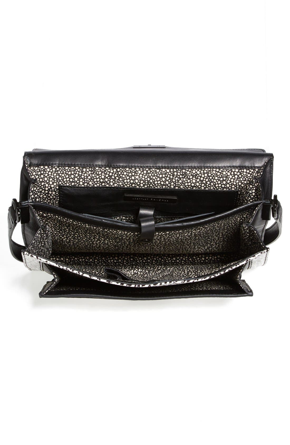 'Rider' Leather Satchel, Alternate, color, WHITE/ BLACK