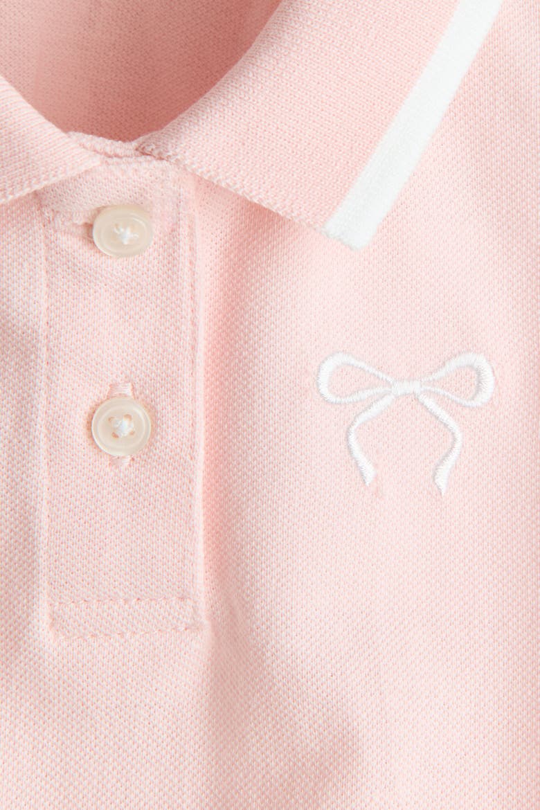 Embroidered-Detail Piqué Dress, Alternate, color, Light pink/bow
