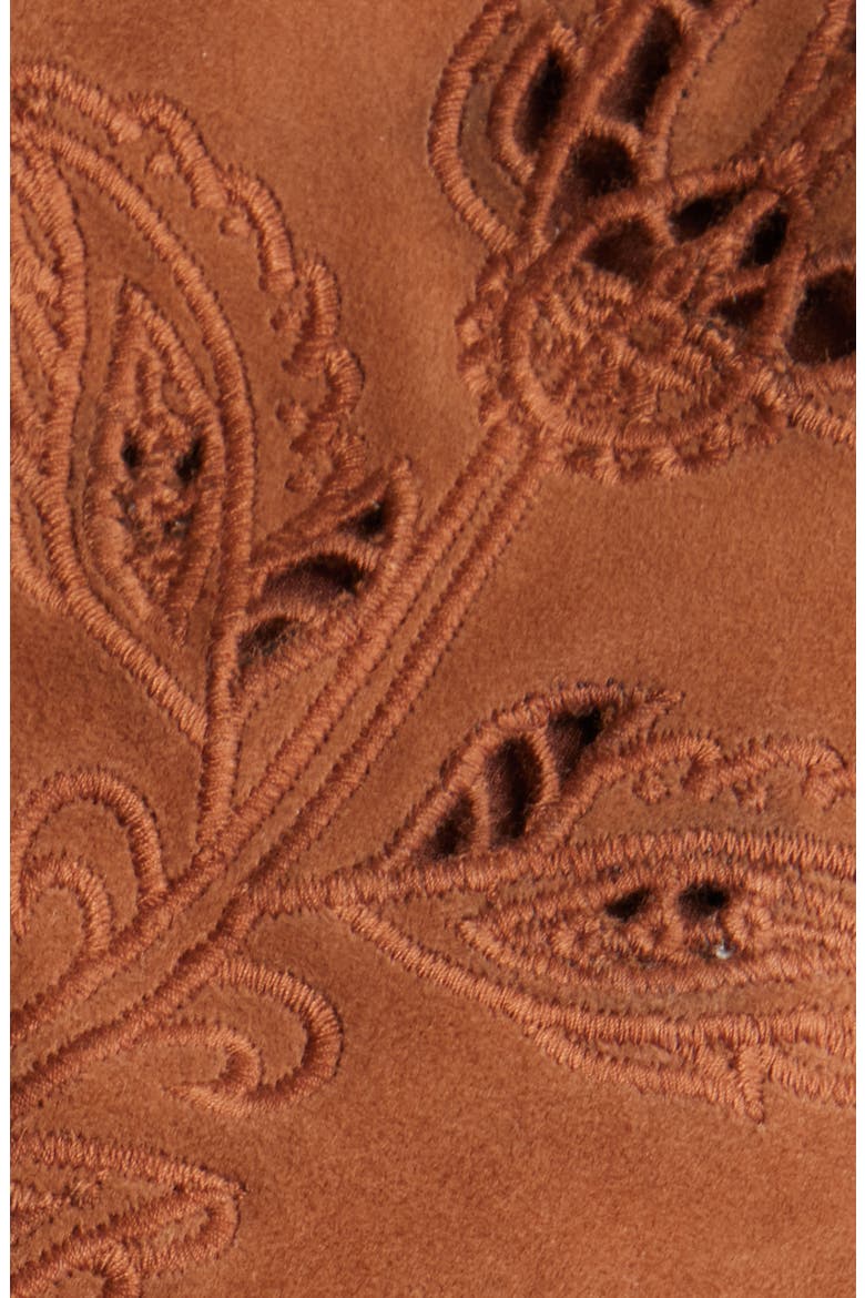 Richilieu Embroidered Genuine Leather Crop Jacket, Alternate, color, CARAMEL