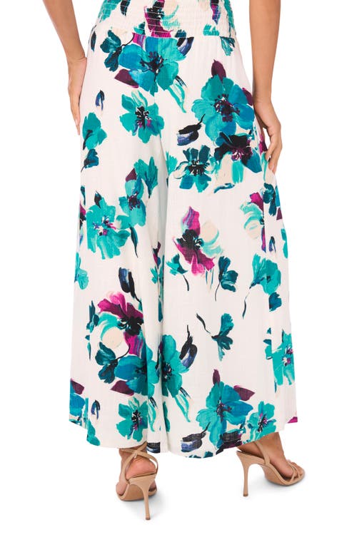Vince Camuto Floral Wide Leg Pull-on Pants In Multi