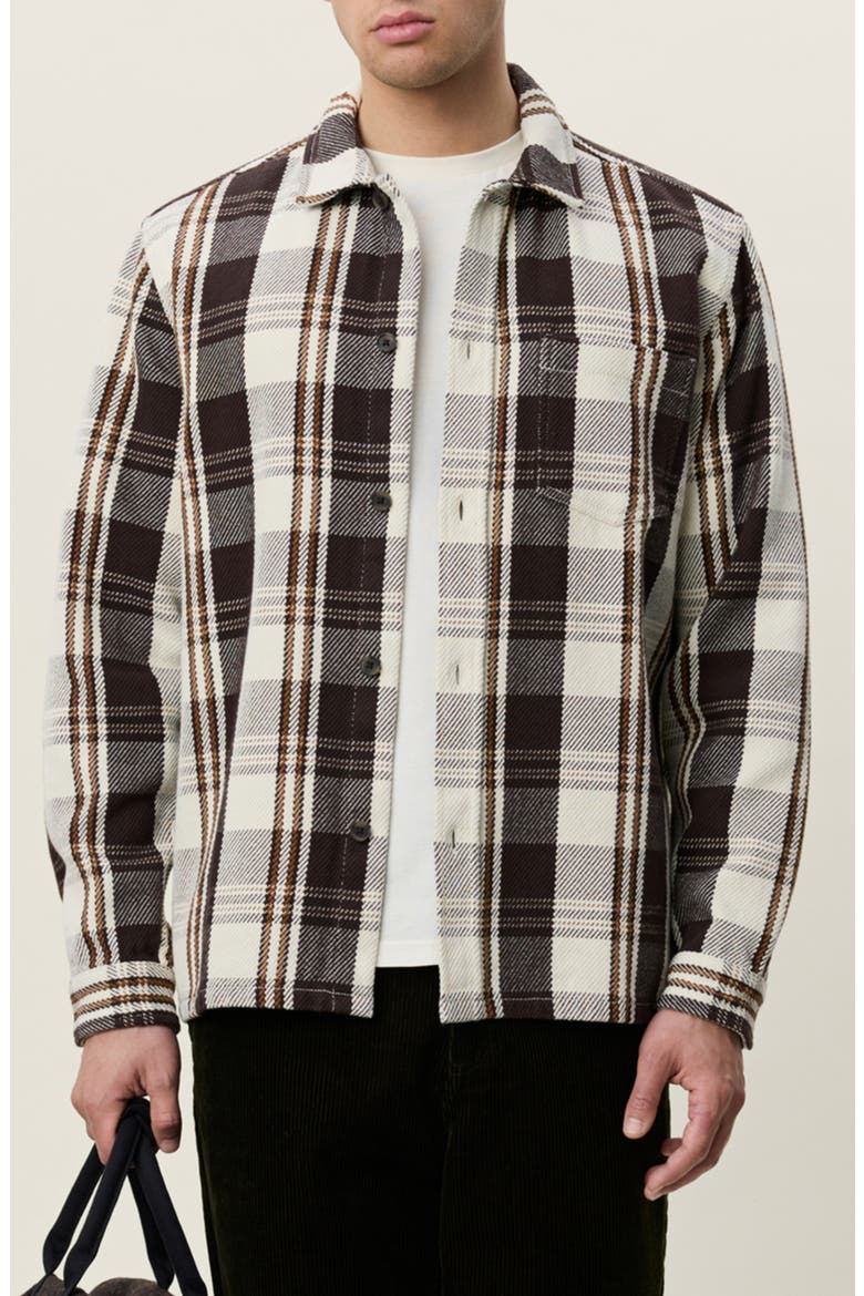 Structured Check Overshirt, Main, color, DARK SAND