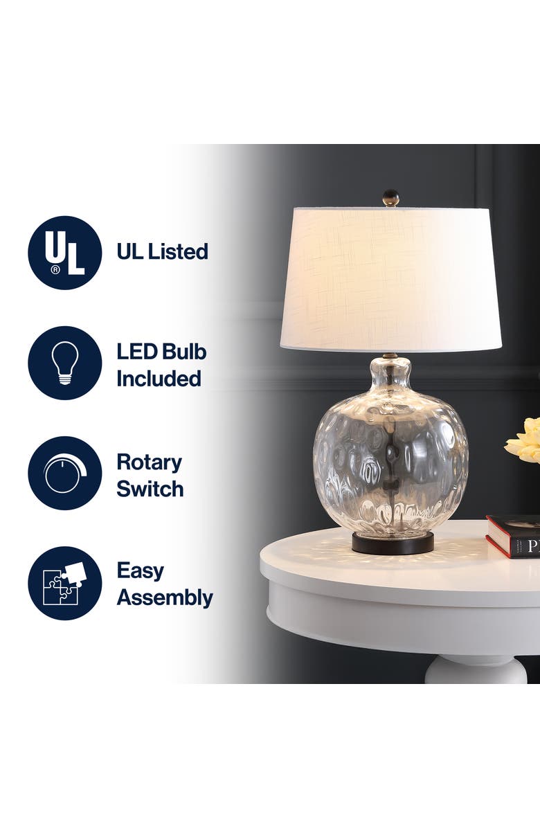JONATHAN Y Rae 26.5" Glass/Metal LED Table Lamp, Clear/Black, Alternate, color, Clear/Black