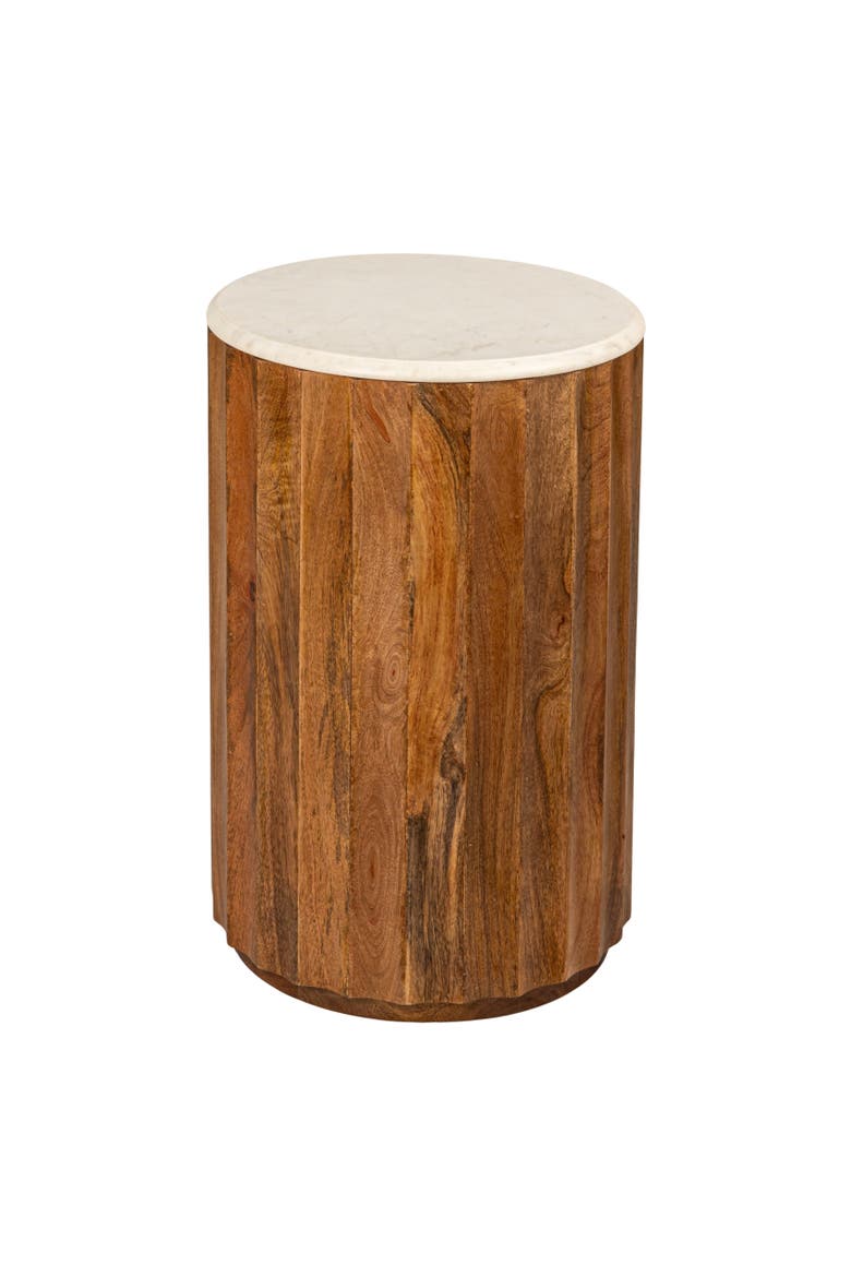 Round Fluted End Table, Main, color, Brown