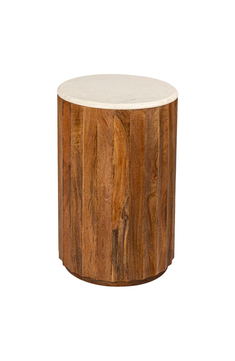 Olive Grove Round Fluted End Table, Main, color, Brown