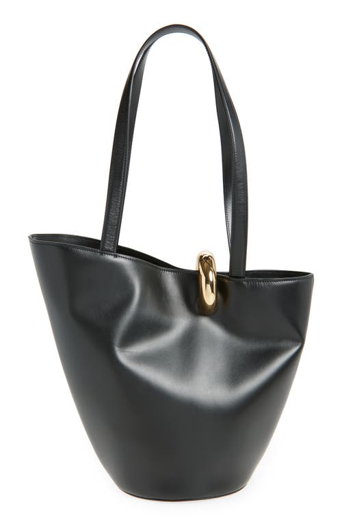 Jacquemus The Medium Bambola Asymmetric Leather Bucket Bag In Black 990