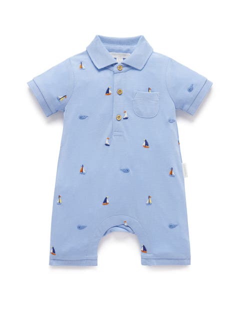 Embroidered Polo Romper