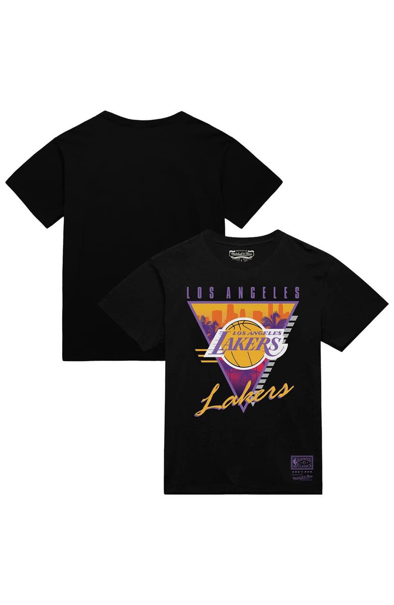 Mitchell & Ness Men's Mitchell & Ness Black Los Angeles Lakers Worldwide Collection Tri-Logo T-Shirt, Main, color,