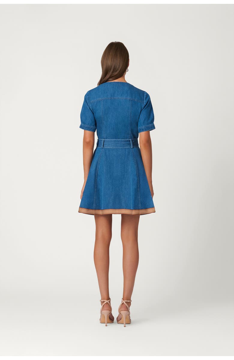 Shoshanna Classic Wash Denim with Trim Payton Dress, Alternate, color, Denim