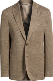 Jack Victor Hartford Tan Knit Wool & Silk Blend Mélange Sport Coat