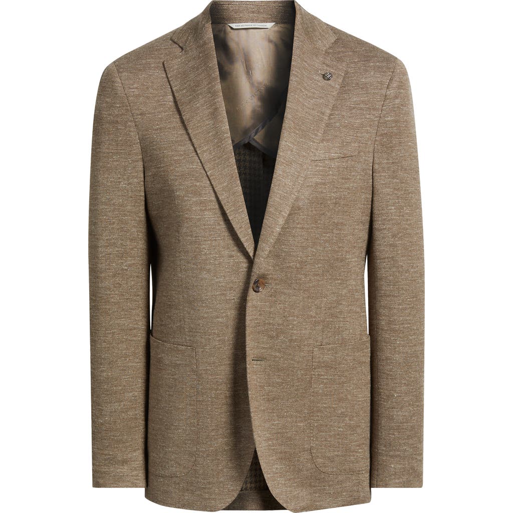 Jack Victor Hartford Tan Knit Wool & Silk Blend Mélange Sport Coat In Brown