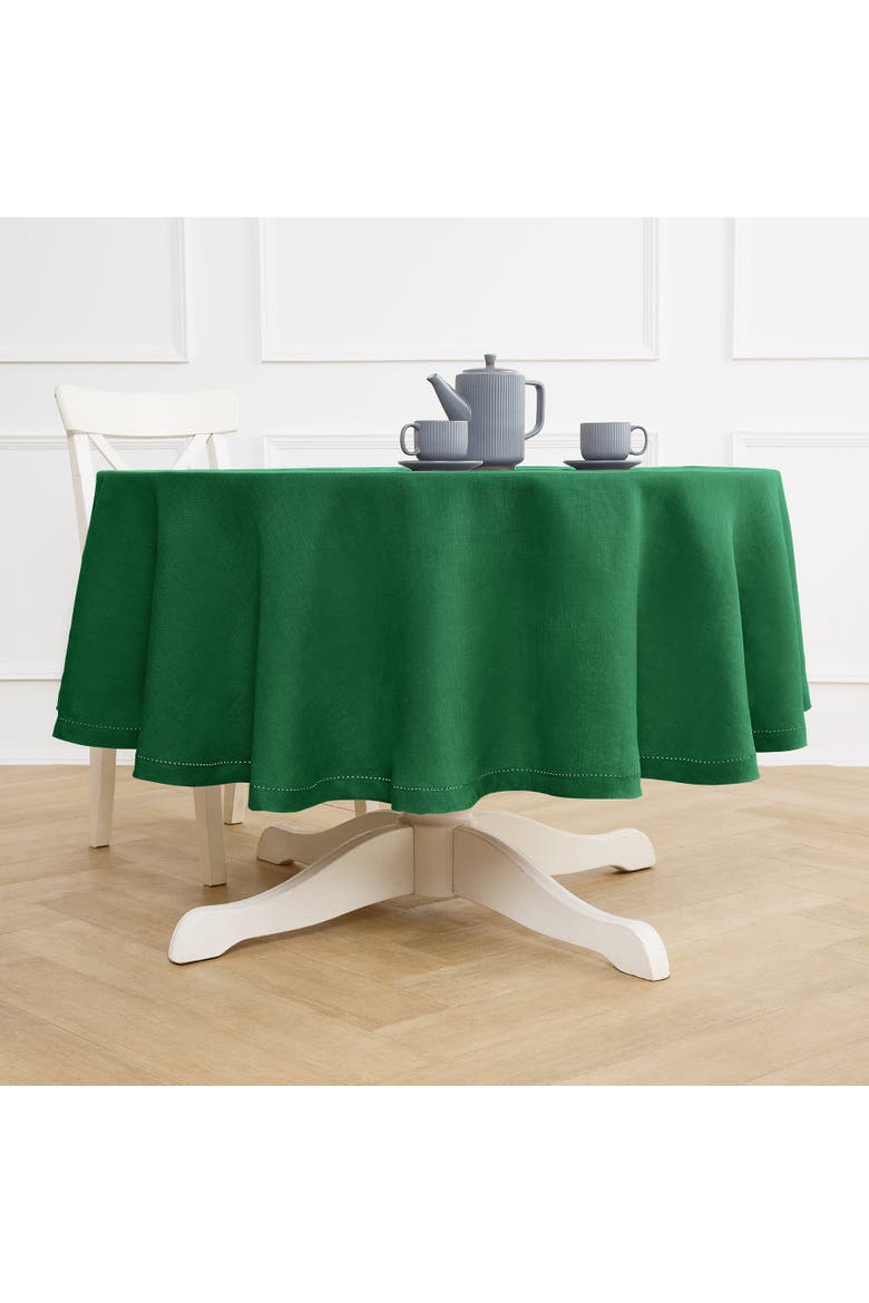 Linen Round Tablecloth - Sonoma Hemstitch, Main, color, Green