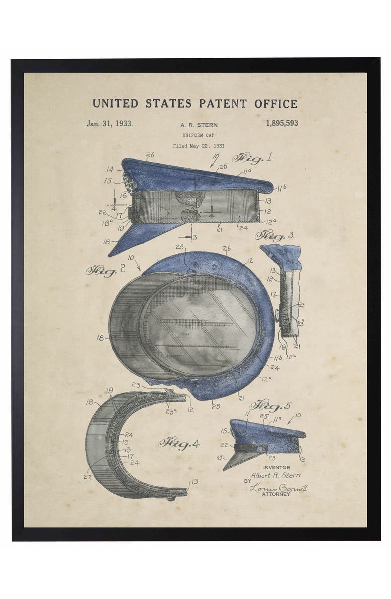 Antique Curiosities Police Cap Patent in Black Frame, Main, color, NO COLOR