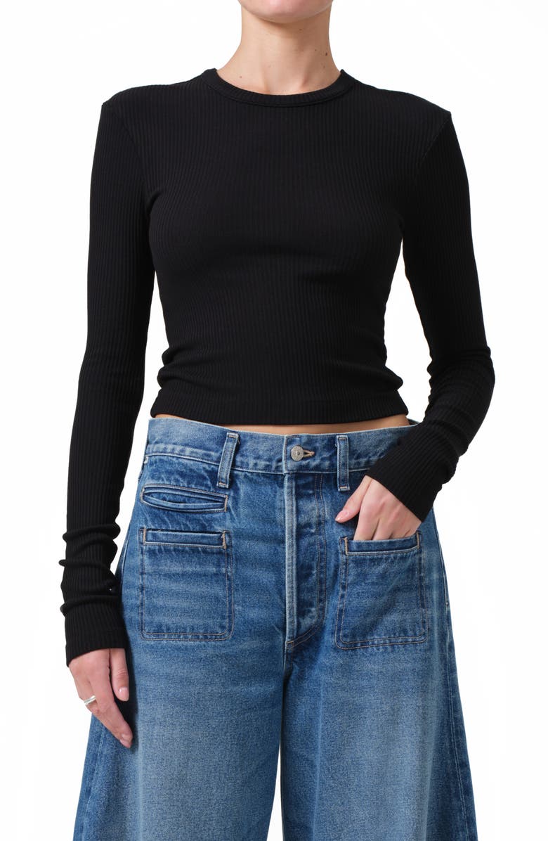 Citizens of Humanity Faena Crop Crewneck Top, Main, color, Black