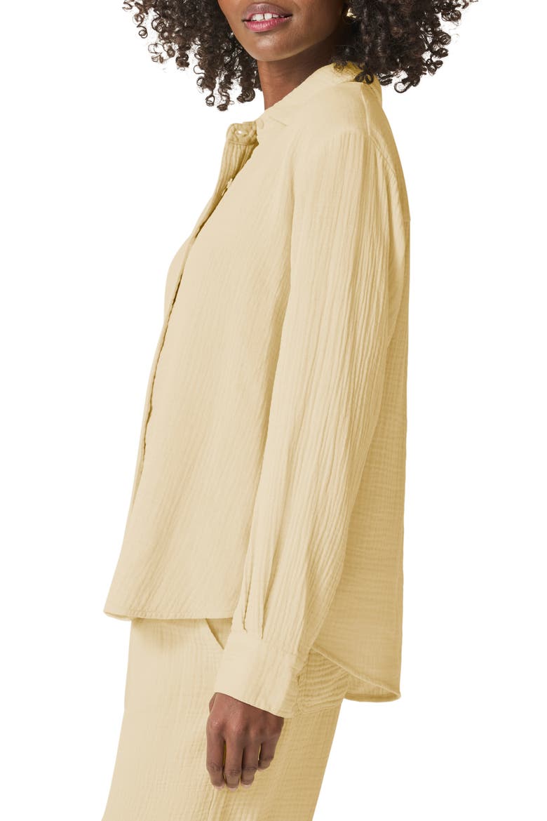 Adele Oversize Cotton Gauze Button-Up Shirt, Alternate, color, LIMONCELLO