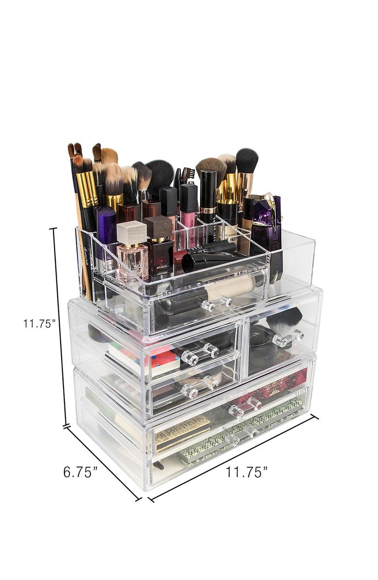 SORBUS Acrylic 3 Level Cosmetics Makeup & Jewelry Storage Case Display Set, Alternate, color, 