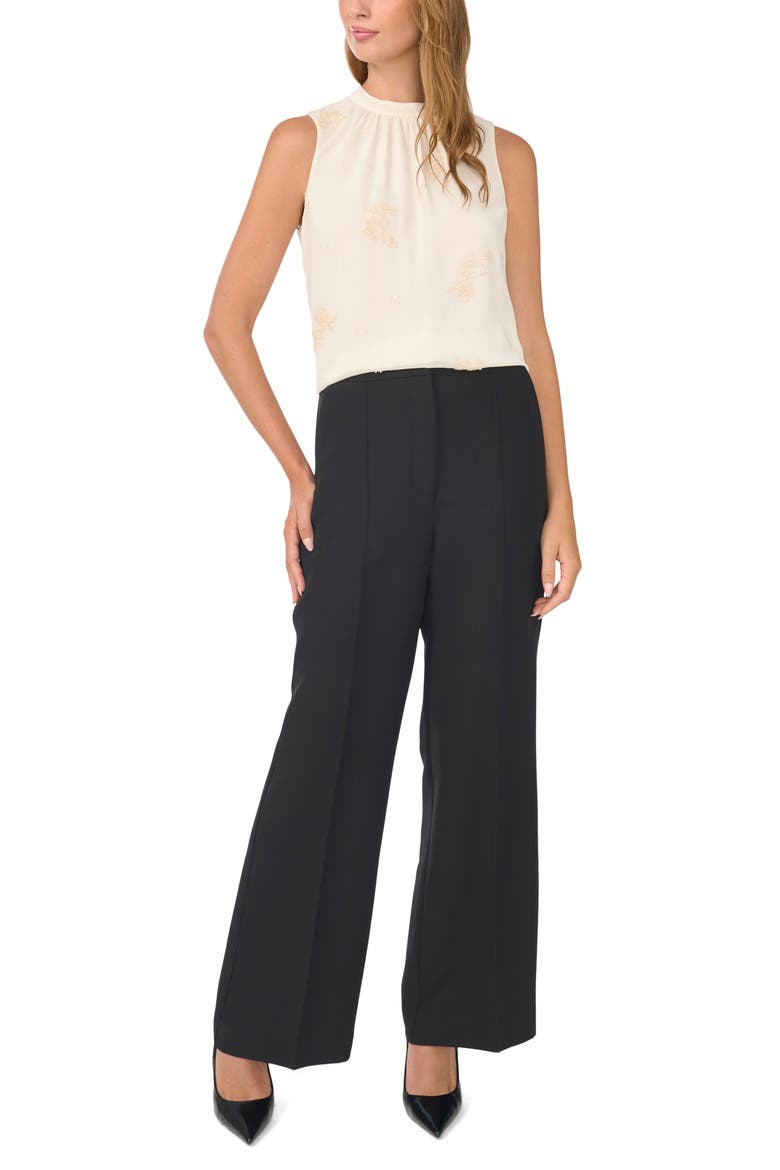 Beaded Sleeveless Mock Neck Blouse, Alternate, color, SAND DRIFT