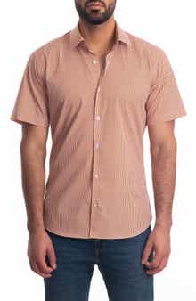 Jared Lang Trim Fit Short Sleeve Cotton Button-Up Shirt