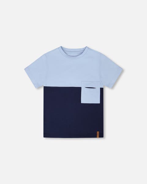 Organic Cotton Colorblock Jersey Short Sleeve T-Shirt with Chest Pocket (Toddler, Little Kid & Big Kid)